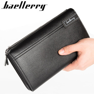 Bolso de mano para hombre, de piel sintética, multifuncional, con cremallera, color sólido, para uso diario, marrón, negro - Product Image 4
