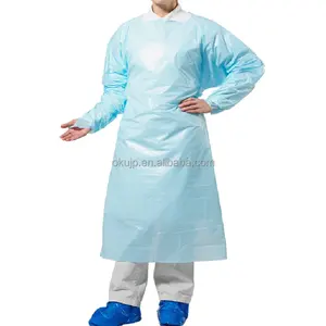 Non woven Disposable Isolation Gown Plastic Apron Non woven CPE gown