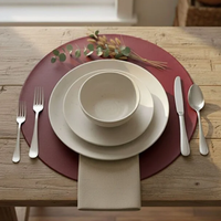 Set de table rond en cuir PU, imperméable et résistant à l'huile, pour hôtel, style nordique, 33*33cm