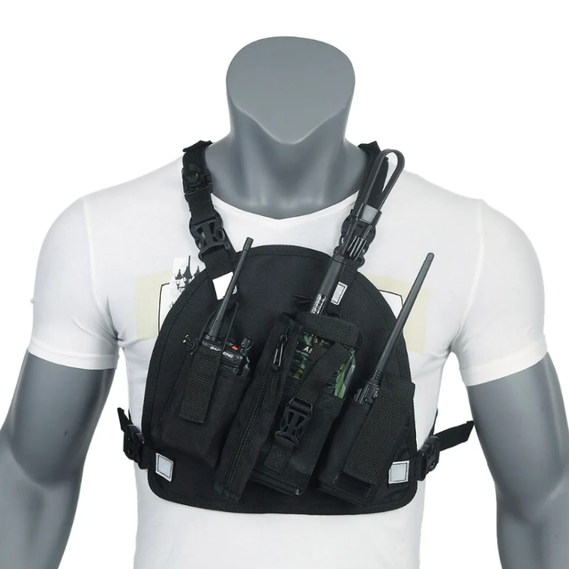 RC-02 Radio Bag Double Radio Shoulder Holster Chest Harness Holder Vest Rig for Two Way Radio Rescue Essentials