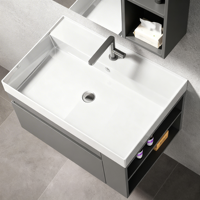 Meuble-lavabo mural simple avec miroir intégré et étagères de rangement, optimisation de l'espace - Meilleures ventes