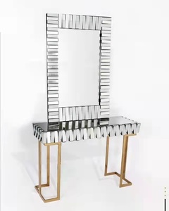 Specchio Dorato di Lusso <span class=keywords><strong>con</strong></span> Consolle, Stile Art Déco, per <span class=keywords><strong>Ingresso</strong></span> e Corridoio, Specchio da Parete per Villa e Arredamento Casa - Product Image 4