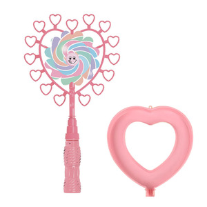 Heart Shaped <b>Bubble</b> <b>Wand</b> Pink For Kids 0-24 Months Portable <b>Bubble</b> Machine Toy With Windmill Design - Product Image 2