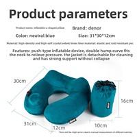 Oreiller de voyage portable en U avec housse en velours cristal ultra doux, lavable, écologique, pliable, personnalisable, lavage à la main, soutien cervical