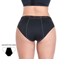 LYNMISS PFAS İçermez Kadınlar İçin Dantelli Nefes Alabilen Doğal Bambu Spandeks 30-40ml Emme Kapasiteli Yoğun Akış Sızdırmaz S-2XL Regl Dönemi İçin