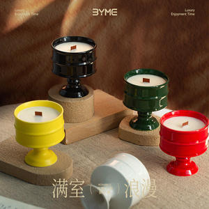 Portavelas de porcelana de patas altas, estilo vintage, sencillo, para velas aromáticas, recipiente para velas de soja, para decoración del hogar - Product Image 5