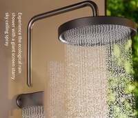 Ensemble de douche thermostatique moderne en laiton, mural, finition chromée, mitigeur double poignée, douche pluie, pour appartement et hôtel