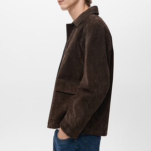 Zipper Closure Streetwear Style Leather <b>Jacket</b> High Selling Long Sleeved Premium Quality Made <b>Men</b> <b>Suede</b> Leather <b>Jacket</b> - Product Image 5