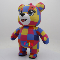 Costume de mascotte gonflable ours patchwork coloré pour adulte, tenue de dessin animé pour défilé de carnaval et promotion d'événements