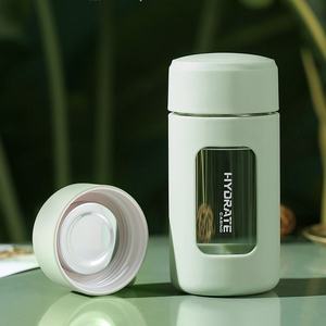 Bouteille d'eau en verre portable élégante, manchon en plastique durable, verres en verre à usage quotidien pour la course à pied unisexe - Product Image 3
