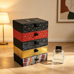 Boîte à parfum noire dorée de haute qualité personnalisée, logo estampé à chaud, nouveau design, emballage <span class=keywords><strong>en</strong></span> <span class=keywords><strong>carton</strong></span> <span class=keywords><strong>rigide</strong></span> - Product Image 1