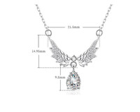 Collier pendentif Ailes d'Ange en Argent Sterling 925 avec Moissanite Diamant Scintillant Zircon Forme Goutte 6*8mm, Chaîne Ras du Cou