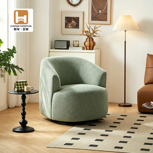 Poltrona Modulare Singola da Patio, Divano Chaise Longue per il Tempo Libero, <span class=keywords><strong>Sedia</strong></span> Girevole Moderna in Velluto <span class=keywords><strong>Blu</strong></span> con Struttura in Legno Massello per Soggiorno - Product Image 1