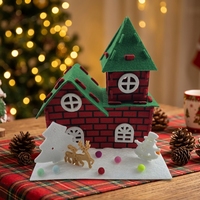 Kit de bricolage maison de Noël en feutre non tissé |   Kit de décoration de Noël artisanal pour la maison et le bureau : maison de village de Noël 3D à assembler