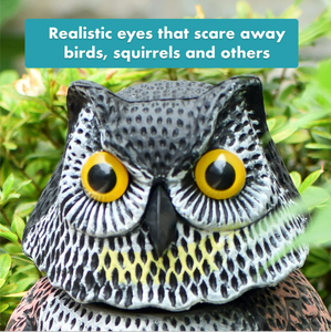 大型屋外/屋内ガーデン保護用フクロウ型鳥よけ、回転ヘッド付き鳥撃退デコイ、フクロウ型かかし、裏庭のバードウォッチング用PE素材 - Product Image 6