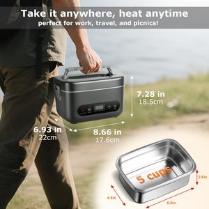 Boîte à <span class=keywords><strong>lunch</strong></span> à contrôle automatique de la température, rechargeable par USB, chauffe-aliments portable, boîte à <span class=keywords><strong>lunch</strong></span> électrique sans fil de 1,2 L - Product Image 3