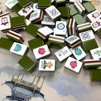 Nouveau design de luxe, jeu de tuiles de mahjong américain vert olive, en acrylique, portable, pour le voyage et le divertissement, jeu de table