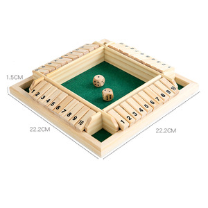 Jeu de société Shut the Box à quatre côtés avec 10 numéros, jeu de société en bois avec rabats et dés, jeu de société <span class=keywords><strong>pour</strong></span> adultes et familles - Product Image 4