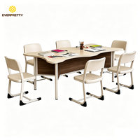 Meubles de bibliothèque scolaire modernes, table et chaise d'étude modulaires en bois pour étudiants, ensemble avec cloison, écologique, durable, pour 4 à 8 personnes