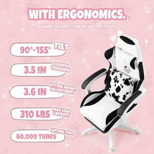 Silla Gamer Ergonómica Blanca y Bonita para Chicas 2026 con Orejas de Gato y Cojín Lumbar con Patas de Gato - Product Image 5