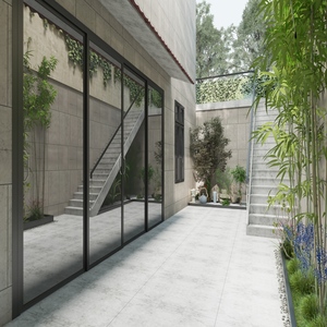 Porte coulissante en aluminium thermolaqué sur mesure, grand format, avec ouverture large, pour balcon extérieur de bâtiment résidentiel - Product Image 2