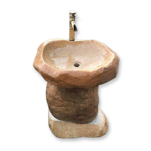 Lavabo Redondo de Piedra - Lavabo de Mármol Hecho a Mano para Baños de Hoteles y Villas, Diseño Moderno Independiente - Product Image 4