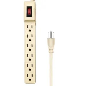 Popular Mexico 6 Outlet 110V 14AWG Universal Home Electrical Overload Protection Power Strip Tabletop Ultra Thin Surge Protector