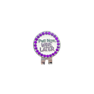 Marqueur <span class=keywords><strong>de</strong></span> balle <span class=keywords><strong>de</strong></span> <span class=keywords><strong>golf</strong></span> en métal portable avec clip pour chapeau, motif '<span class=keywords><strong>Putt</strong></span> Now Wine Later', accessoires <span class=keywords><strong>de</strong></span> <span class=keywords><strong>golf</strong></span> amusants - Product Image 3