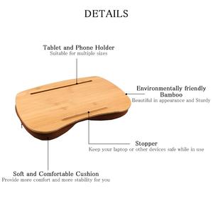 Bamboo <span class=keywords><strong>Lap</strong></span> Desk Portable Laptop Desk Tray supporto per Laptop <span class=keywords><strong>Lap</strong></span> Knee Pillow <span class=keywords><strong>Table</strong></span> con cuscino, Slot per supporto per telefono - Product Image 3