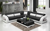 Ensemble de canapé sectionnel en cuir moderne en forme de L de haute qualité en cuir véritable pour meubles de salon à la maison