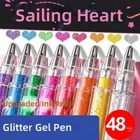 Stylos gel pailletés esthétiques 12 couleurs, marqueurs pastel scintillants, pack de papeterie pour scrapbooking, bricolage et cartes cadeaux