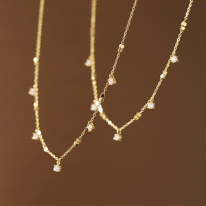 Collar de acero inoxidable chapado en oro con circonita y diamantes, geométricamente simple y versátil, collar clásico para mujer. - Product Image 3