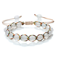 Bracelet en perles de jade tendance, fait main en macramé, pierre naturelle, cordon coulissant réglable, bijoux cadeau, vente en gros, bracelet pour femme