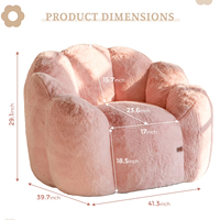 Sofá Puff Moderno con Forma Floral para Adultos, Ultra Suave, con Reposabrazos, Silla de Lectura Grande para Sala de Estar o Dormitorio, Puff de Felpa Rosa
