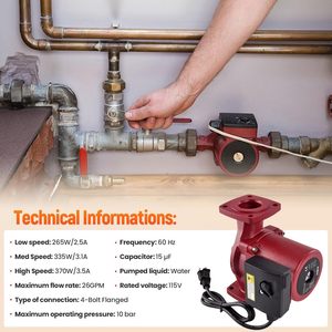 ปั๊มน้ำหมุนเวียน Talspity 115V 1/2HP 3 สปีด สแตนเลส สำหรับระบบทำความร้อนและความเย็น - Product Image 3