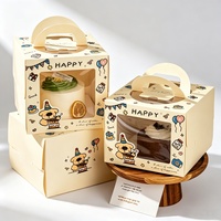 Boîte à pâtisserie, emballage cadeau pour les fêtes, emballage pour desserts, boîte à gâteau d'anniversaire, fenêtre transparente en PET, poignée portable, impression de logo personnalisée