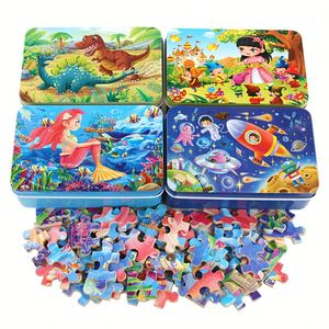 60 Piezas de Rompecabezas de Madera para Niños, Caja de Hierro Educativa Temprana para Bebés, Juegos de Rompecabezas con Múltiples Diseños, Juguetes de Aprendizaje para Niños y Niñas - Product Image 1