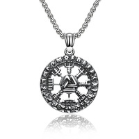 Leamge — Collier Homme Vintage, bijoux, pendentif en acier inoxydable, Rune disques, style Viking, nouvelle collection