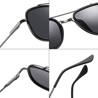 Lunettes de soleil de sport polarisées Shades Outdoor Eyewear en gros pour hommes et femmes, style rétro classique rond transparent à double pont