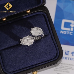 <b>Iced</b> Out Hamsa Hand <b>Ring</b> Lab Grown Diamond Baguette Round Cut S925 Hip Hop Jewelry Men - Product Image 5