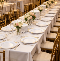 Assiettes en plastique blanches jetables à bord doré gaufré pour fêtes, dîners, mariages, banquets et événements d'anniversaire