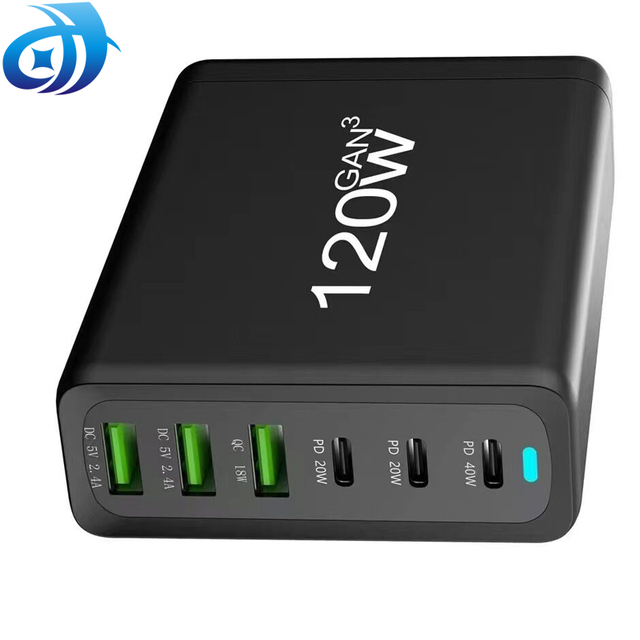 Portable 120W GaN Fast Charger with 3A+3C USB Type C - Multi-Plug Travel Adapter (UK/US/EU/AU)
