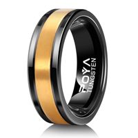 8mm Sandgestrahlter Silber-Wolframring - Zweifarbig Gold Innen Einzelner Schwarzer CZ Ehering Individuell Gravierter Herrenschmuck