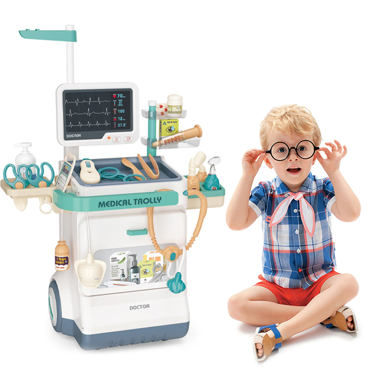 Стол пластиковый для лечения ЭКГ, игрушка медицинская тележка, набор игрушек для врачей, игровой набор для детей