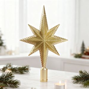 Estrella para la Punta del Árbol de Navidad, Decoraciones Brillantes Pintadas con Efecto Electrochapado, Adornos para Árbol de Navidad, Fondo Festivo - Product Image 5