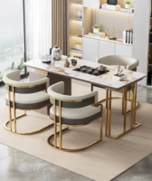 Chaises de cuisine d'intérieur Fauteuil à dossier bas avec pieds en similicuir et laiton Chaise d'appoint pour la maison Boutique de thé au lait Cuisine Salle à manger