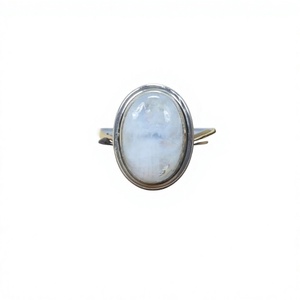 Bague en argent sterling 925 avec pierre de lune arc-en-ciel, bijou fin fait main, tendance, style chrétien, certifié - Product Image 1