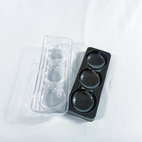 Lot de 3 barquettes transparentes en plastique PET recyclé de 3 mm d'épaisseur pour emballage de macarons, nouilles, salades, sushis, gelées et sucre