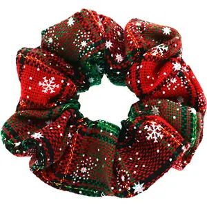 B.PHNE Winter Elastic Hair Bands Floral Soft Winter Christmas Red Green Hair Scrunchies for Girls