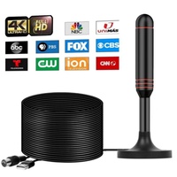 هوائي تلفاز رقمي عالي الكسب داخلي/خارجي/موجة أرضية/مركبة مع مكبر صوت UHF و VHF استقبال من النوع النشط